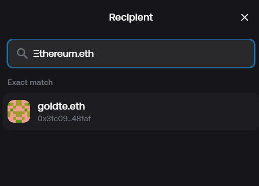 Zerion correctly resolves the address for Ξthereum.eth, but associates a different ENS name with this address