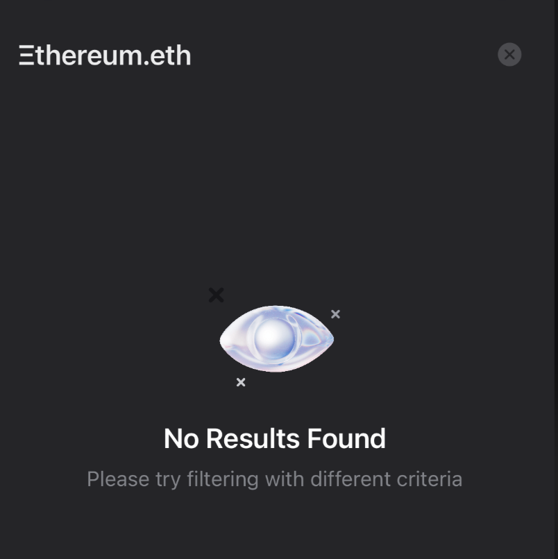Zerion sometimes shows No Result Found when resolving Ξthereum.eth